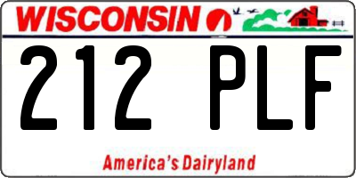 WI license plate 212PLF