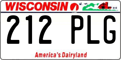 WI license plate 212PLG