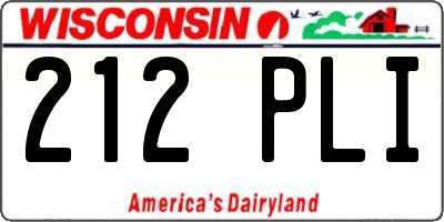 WI license plate 212PLI