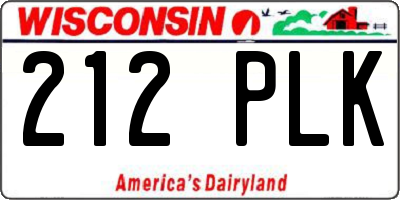 WI license plate 212PLK