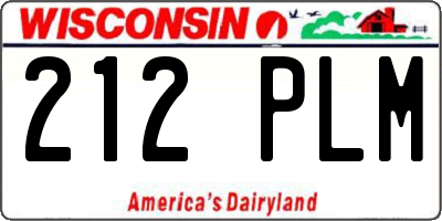 WI license plate 212PLM