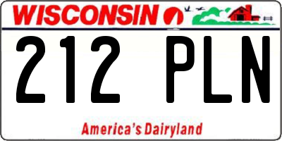 WI license plate 212PLN