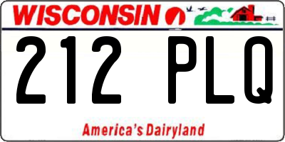 WI license plate 212PLQ