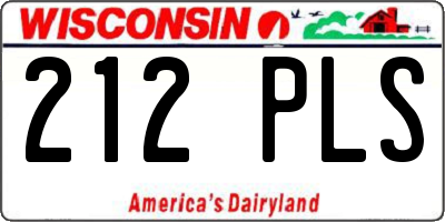 WI license plate 212PLS