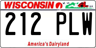 WI license plate 212PLW