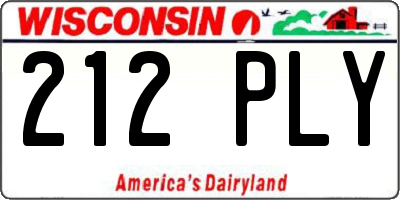 WI license plate 212PLY