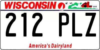 WI license plate 212PLZ