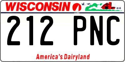 WI license plate 212PNC