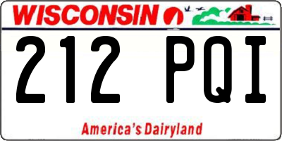 WI license plate 212PQI
