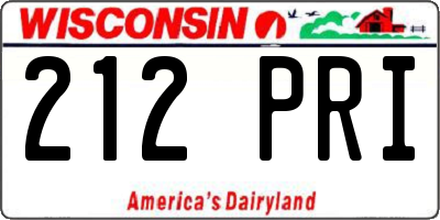 WI license plate 212PRI
