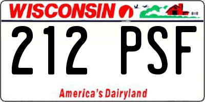 WI license plate 212PSF