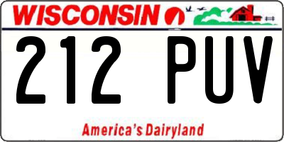 WI license plate 212PUV