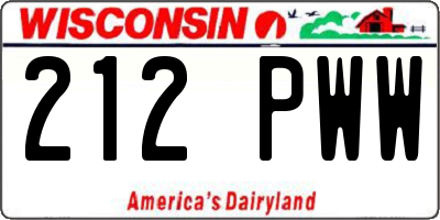 WI license plate 212PWW