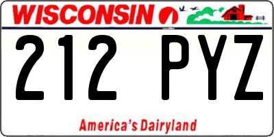 WI license plate 212PYZ