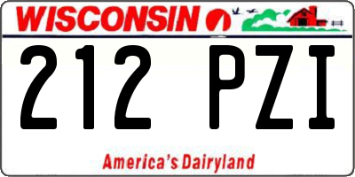 WI license plate 212PZI