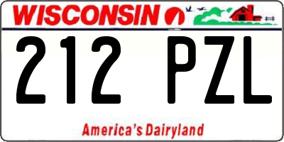 WI license plate 212PZL