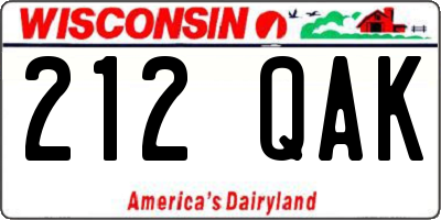 WI license plate 212QAK