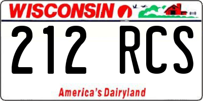 WI license plate 212RCS