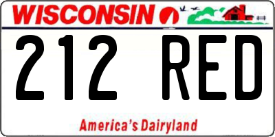 WI license plate 212RED