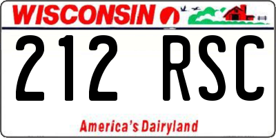 WI license plate 212RSC