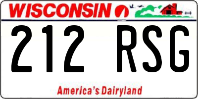 WI license plate 212RSG