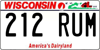 WI license plate 212RUM