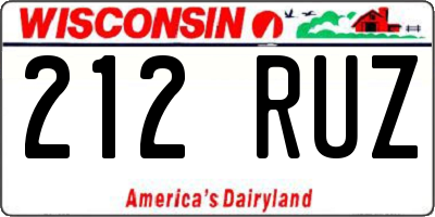 WI license plate 212RUZ