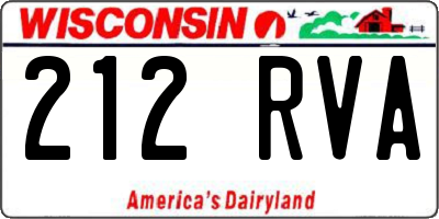 WI license plate 212RVA