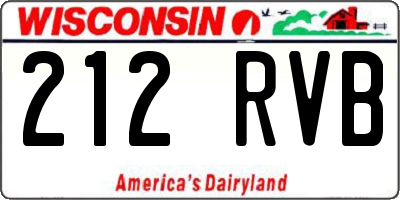 WI license plate 212RVB