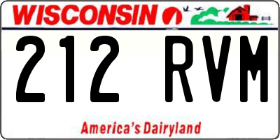WI license plate 212RVM