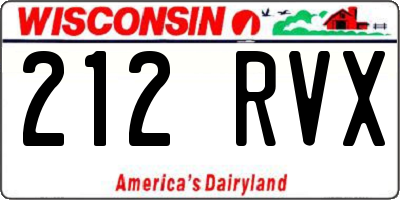 WI license plate 212RVX