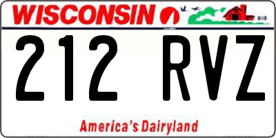 WI license plate 212RVZ