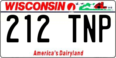 WI license plate 212TNP