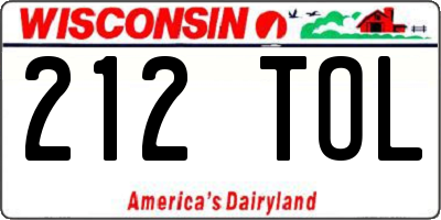 WI license plate 212TOL