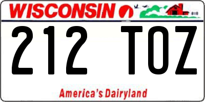 WI license plate 212TOZ
