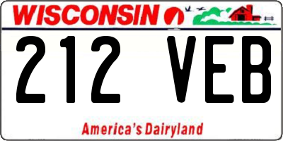 WI license plate 212VEB