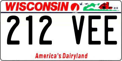 WI license plate 212VEE