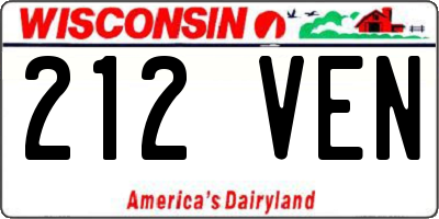 WI license plate 212VEN