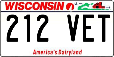 WI license plate 212VET