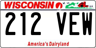 WI license plate 212VEW