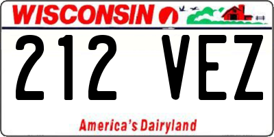 WI license plate 212VEZ