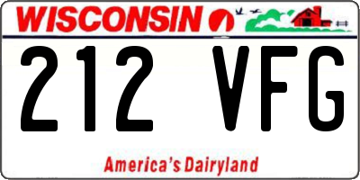 WI license plate 212VFG