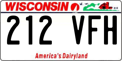 WI license plate 212VFH
