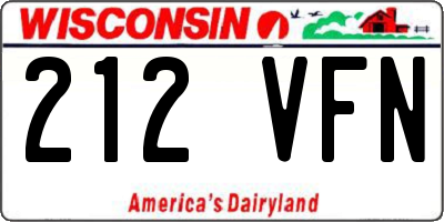 WI license plate 212VFN