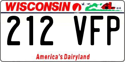 WI license plate 212VFP
