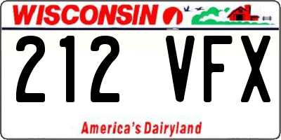 WI license plate 212VFX