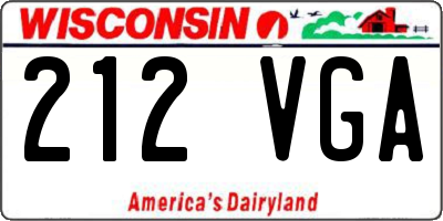 WI license plate 212VGA