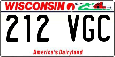 WI license plate 212VGC