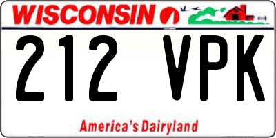 WI license plate 212VPK