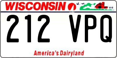 WI license plate 212VPQ